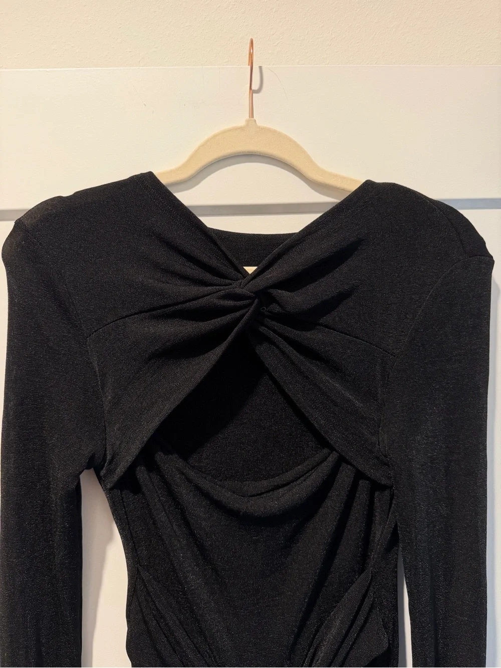 Black Long Sleeve Twist Front Maxi Dress - Picture 5 of 5